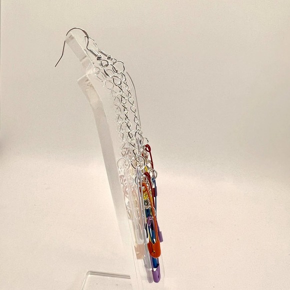 Rainbow Pin Earrings - Pride Earrings - Safety Pin Earrings - Punk Earrings - Picture 5 of 10